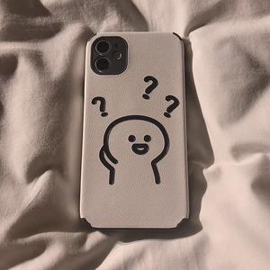 网红问号小孩适用iphone13苹果12promax手机壳xrmax/11可爱浮雕新款女