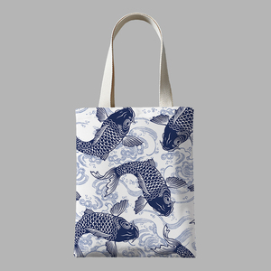 中国风日系禾风浮世绘锦鲤龙神兽插画帆布袋单肩手拎街头潮牌c31