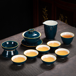 盖碗色釉陶瓷茶具套装整套家用功夫简约陶茶杯泡茶壶套装礼盒定制