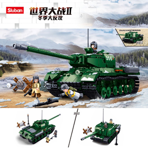 小鲁班兼容乐高T3485IS2坦克积木模型男孩益智拼装玩具生日礼物