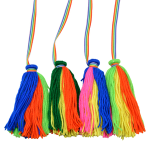 彩色红色带绳子大号健身毛线花毽子腱子带绳子家用无味毽球毛线键