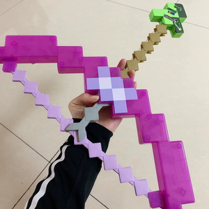 我的世界游戏周边同款钻石剑武器模型火把矿灯史蒂夫工具男孩玩具