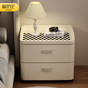 床头柜简约现代小型奶油风塑料卧室收纳柜床边简易置物架五斗柜