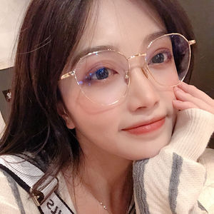 方式镜框显瘦ins风金丝框镜架适合方脸的方圆眼镜框女生素颜神器