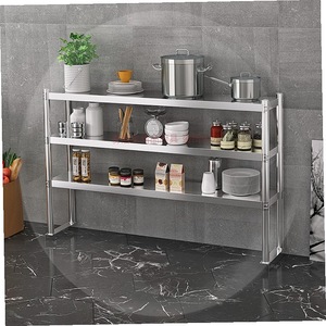 不锈钢台面立架奶茶厨房工作台收纳台上架子二三层调料置物架货架