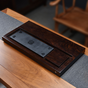 整块黑檀木无拼接高档茶盘实木茶台长方形原木家用简约复功夫茶具
