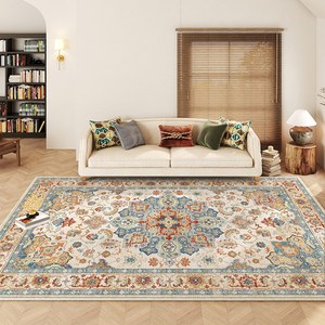 美式复古风格客厅地毯乡村沙发茶几毯欧式轻奢高级免洗卧室床边毯