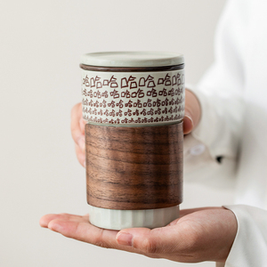 陶瓷哈哈马克杯带盖茶水分离泡茶杯子男女办公室个人专用水杯定制