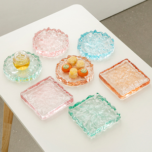 日式刺身水晶玻璃盘精致托盘壶承下午茶点心水果盘家用蛋糕甜品碟
