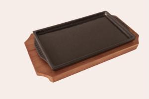 韩式方形铸铁搪瓷料理铁板平盘凉菜热菜隔热盘子