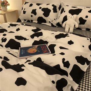奶牛黑白斑点四件套床上用品ins风简约北欧1.5m1.8米被套床单个性