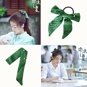 泡沫之夏蕾丝发带头绳超仙气质同款张雪迎尹夏沫绿色发饰甜美丝带