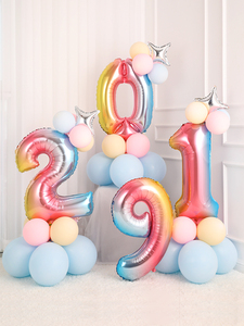 儿童生日派对趴铝膜气球数字0-9周岁宝宝主题装饰背景墙场景布置