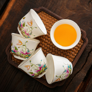 虞美人陶瓷茶杯家用功夫茶具个人专用品茗杯主人杯单杯小茶碗茶盏