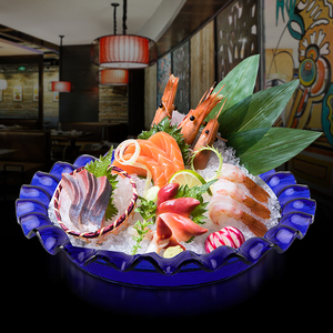 亚克力刺身盘鱼生冰盘三文鱼海鲜隔水冰镇盘日式餐厅商用自助餐盘