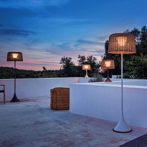 户外灯防水别墅庭院草地露台灯室外落地灯手工编织藤艺园林草坪灯