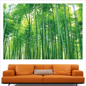 绿色竹子客厅卧室墙贴风景树木壁画竹林沙发电视背景墙装饰画
