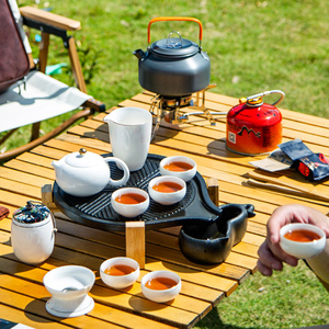 户外茶具套装便携式旅行功夫茶具带充气烧水壶野外钓鱼车载泡茶