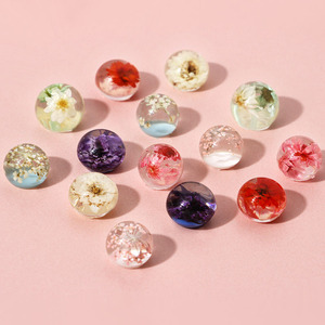 日系透明圆形树脂滴胶内镶干花贴片diy手工自制饰品耳环配件材料