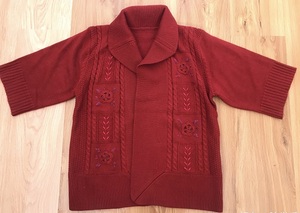 二手九十年代老式女士毛衣大外套针织开衫暗红色影视道具怀旧老物