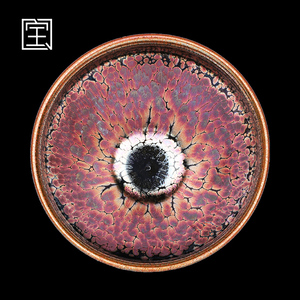 建窑建盏暨国平花雕油滴主人杯铁胎盏杯纯手工建盏杯束口大号茶具