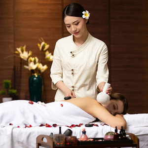 头疗养生馆工作服女足疗足浴小儿推拿艾灸理疗美容院会所spa套装