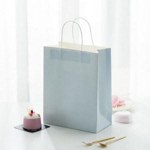 温柔莫兰迪蓝袋子印刷logo手提袋定制新年高档牛皮纸袋购物袋礼品