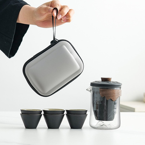 旅行茶具套装玻璃快客杯便携式一壶六杯随身包户外功夫泡茶杯定制