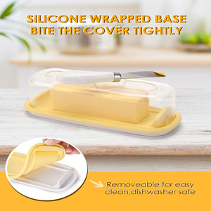 黄油密封保鲜收纳盒方形带刀多功能分割牛油盒芝士奶酪切割存储盒