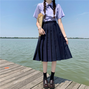 jk制服裙正版全套a字高腰半身裙中长款女夏百褶裙gk泰国校服套装