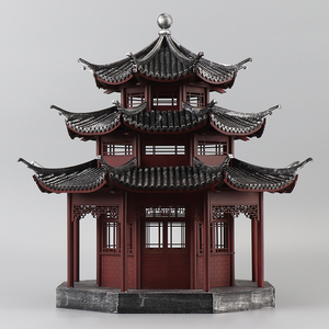 新中式古典色三层塔酒店售楼处样板房客厅电视柜玄关软装饰品摆件