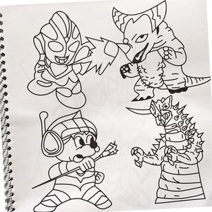 奥特曼新款贴纸备注套装男孩本恐龙涂色书女孩画画本小学生幼儿园