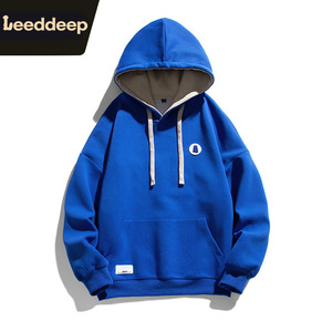 leeddeep春秋新款连帽克莱因蓝卫衣男潮牌百搭宽松套头上衣外套