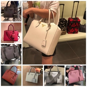 专柜代购prada/普拉达经典款十字纹手提包单肩包斜挎包女包