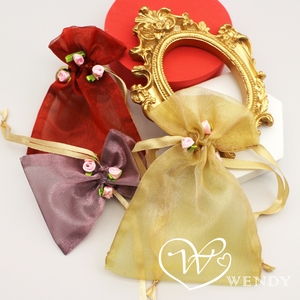 玫瑰小花纱袋纯色超厚密实热销爆款欧式喜糖盒生日伴手礼包装小号
