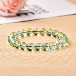 天然绿萤石手链男女款 情侣绿色水晶单圈手串 森系简约首饰礼物