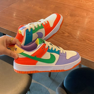aj1女鞋2022新款夏季透气鸳鸯彩色板鞋子网红低帮dunk运动休闲鞋