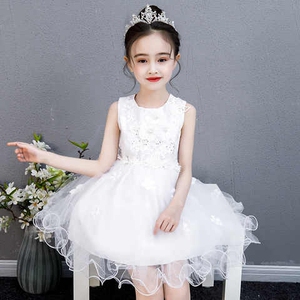 连体公主服女童童裙小孩漂亮好看俏皮纯白裙摆儿童莎莎连衣裙夏款