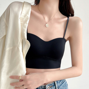 tousyea背心式内衣女夏吊带文胸带胸垫内搭无肩带防滑抹胸可外穿