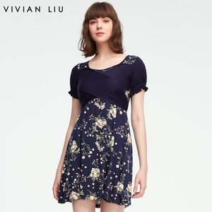 红英企业折扣店淘宝vivian liu/红英 c1856405秋女装袖子拼色圆领