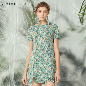 红英企业折扣店淘宝vivian liu y2147401 2021秋女装新款印花雪纺袖