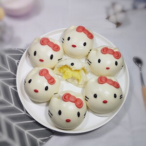 kitty猫奶黄馅包子400g纯手工卡通馒头动物彩色果蔬儿童早餐速食