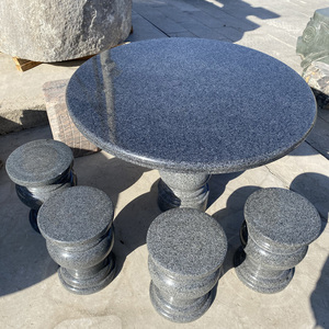 石桌石凳庭院花园户外座椅天然大理石石桌子中式家用棋盘桌子一套