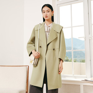 迪赛尼斯品牌集市店冬季新款双面呢大衣女中长款外套