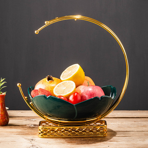现代轻奢风茶几水果果盘创意客厅家用小精致高端大气陶瓷果盘摆件