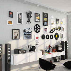 免打孔电影主题照片墙黑白现代简约装饰挂画组合相框墙客厅挂饰品