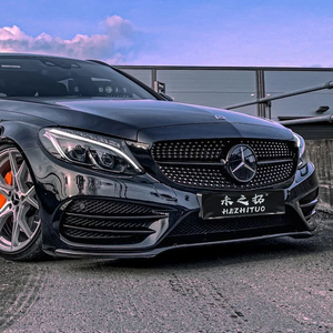 适用于奔驰c级w205 c180 c200 c300 c43改装中网满天星立标改大标