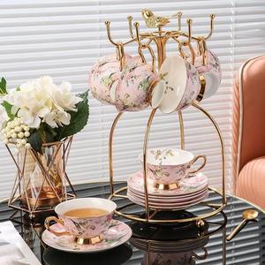 田园风骨瓷咖啡杯英式下午茶茶具套装家用陶瓷茶杯子创意金边杯具