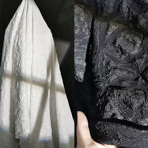 浮雕笔刷设计师面料提花立体重肌理黑白弹力diy手工服装布料