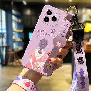 手机壳女款60se腕带挂绳元气满满液态硅胶软壳honor创意个性情侣全包